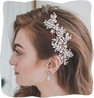 Evild Wedding Hair Clips Rose Rhinestone Bridal Headpiece Prom Hair Accessories for Women