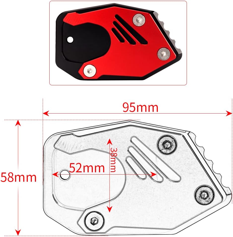 Modeer For CBR 300R 500R 650R Motorcycle Kickstand Extension Plate Foot Side Stand Enlarge pad CBR 650 R 2019 2020 2021 CBR300R CBR500R CBR650R (Grey)