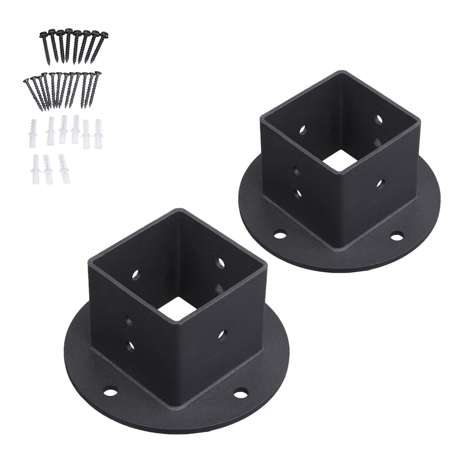 Powder Coated Steel Post Base Anchors for Fence Railings Privacy Panel Gazebos Pergolas and Mailbox Post Mount