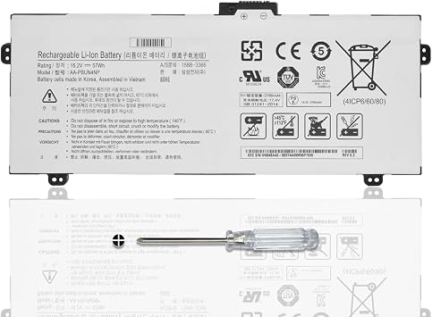 AA-PBUN4NP Laptop Battery for Samsung NP940Z5J NP940Z5L NP940Z5L-X01US NP940Z5L-X03US NP940Z5L-S03US NP9300AA Series BA43-00374A 4ICP6/60/80 15.2V/57Wh/3780mAh