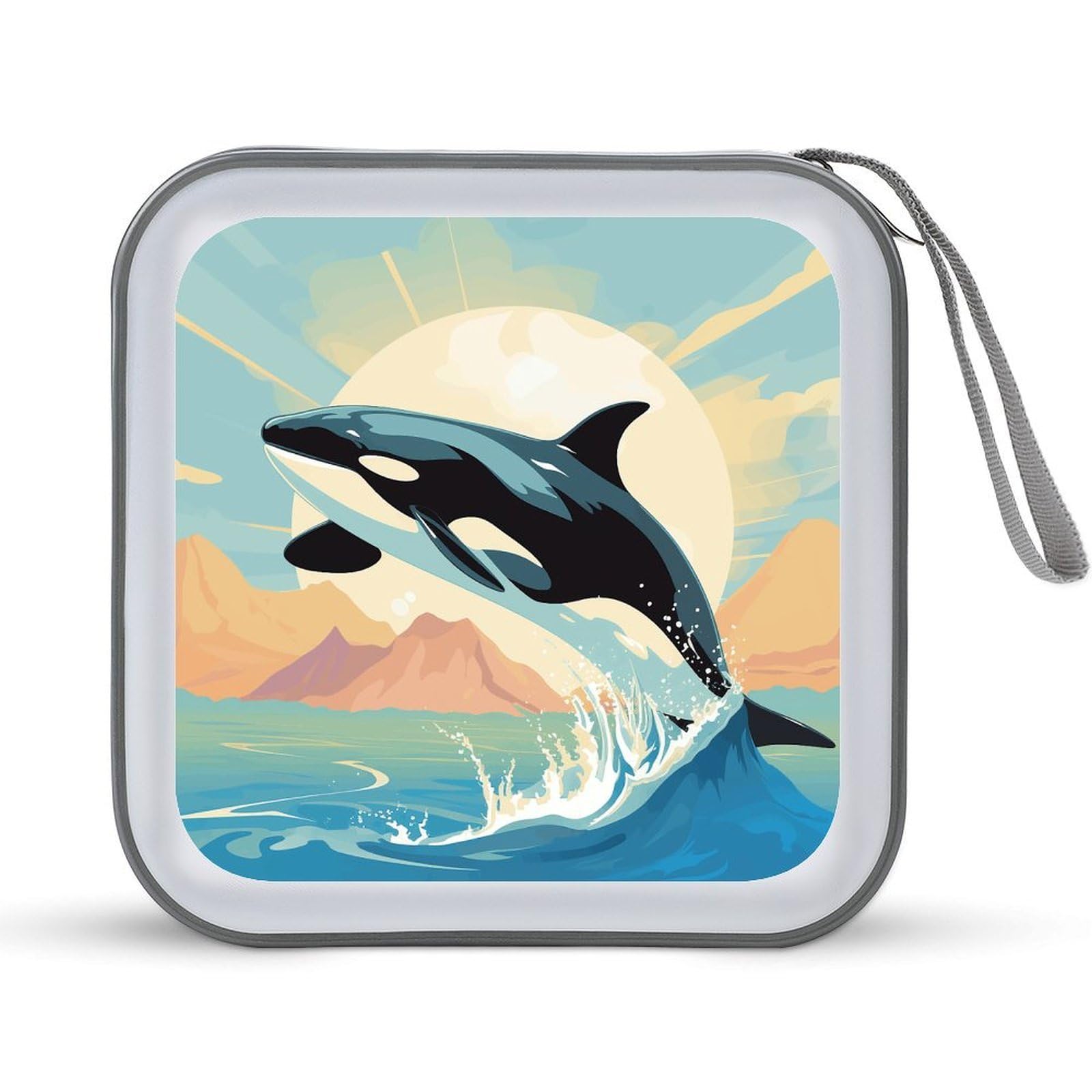 VstaDank Orca in The Sea DVD Case With Zipper Portable CD Case Hardshell DVD VCD Binder Storage Box EVA Protective Blu-ray Wallet 40 Capacity CD Wallet Movie Music Media Disc Wallets
