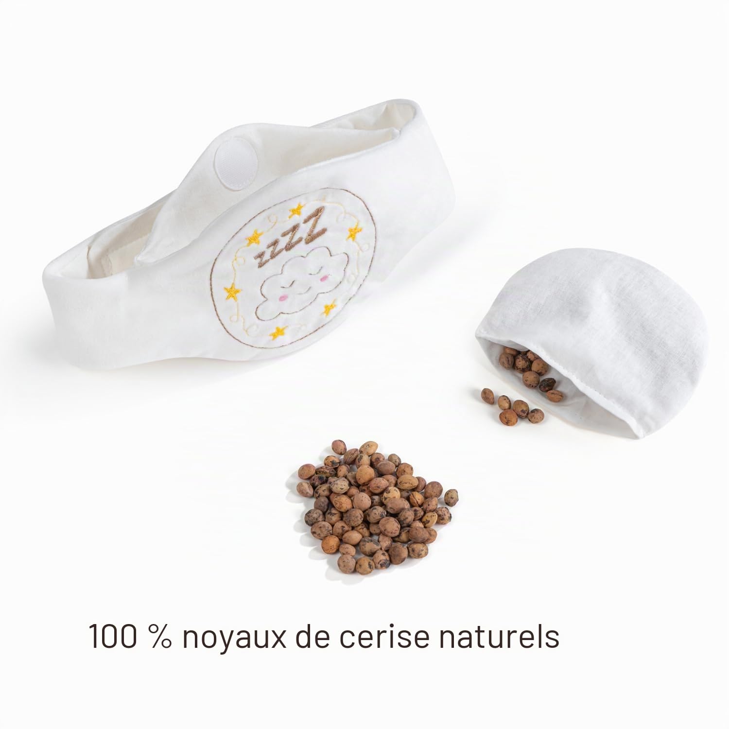 Babyjem - Ceinture blanche en noyaux de cerises - Idéale pour les maux de ventre et les ballonnements - , ajustable pour les bébés de 0 à 12 mois, garnissage naturel en noyaux de cerises, 100% coton,