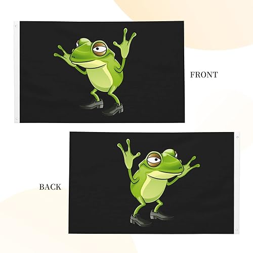 Miniatura 5 de Bandera de rana de dibujos animados de 3 x 5 pies, poliéster duradero de doble cara, divertida pancarta decorativa para exteriores para el hogar,
