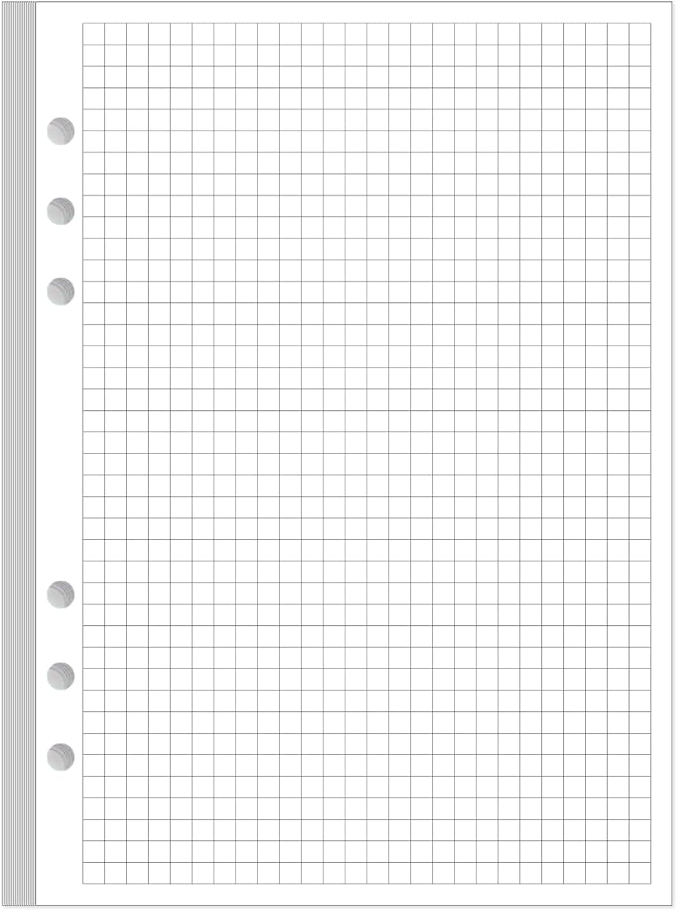Yaridar A5 Graph Paper, 6-Hole, 100 Sheets/200 Pages, 100gsm White Paper, 5.8" x 8.3" Quad Rule, Blue Grid