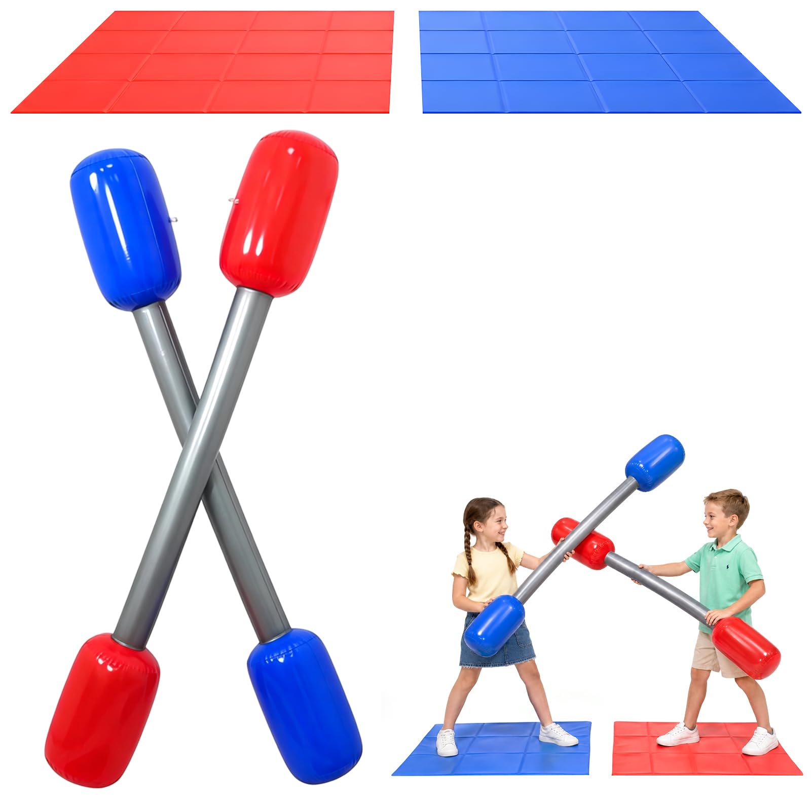 Inflatable Gladiator Game Set, 2Pcs Garden Pugil Sticks, Gladiator Battle Duel Sets for Kids Adults Party Beach Outdoor Games Water Playground