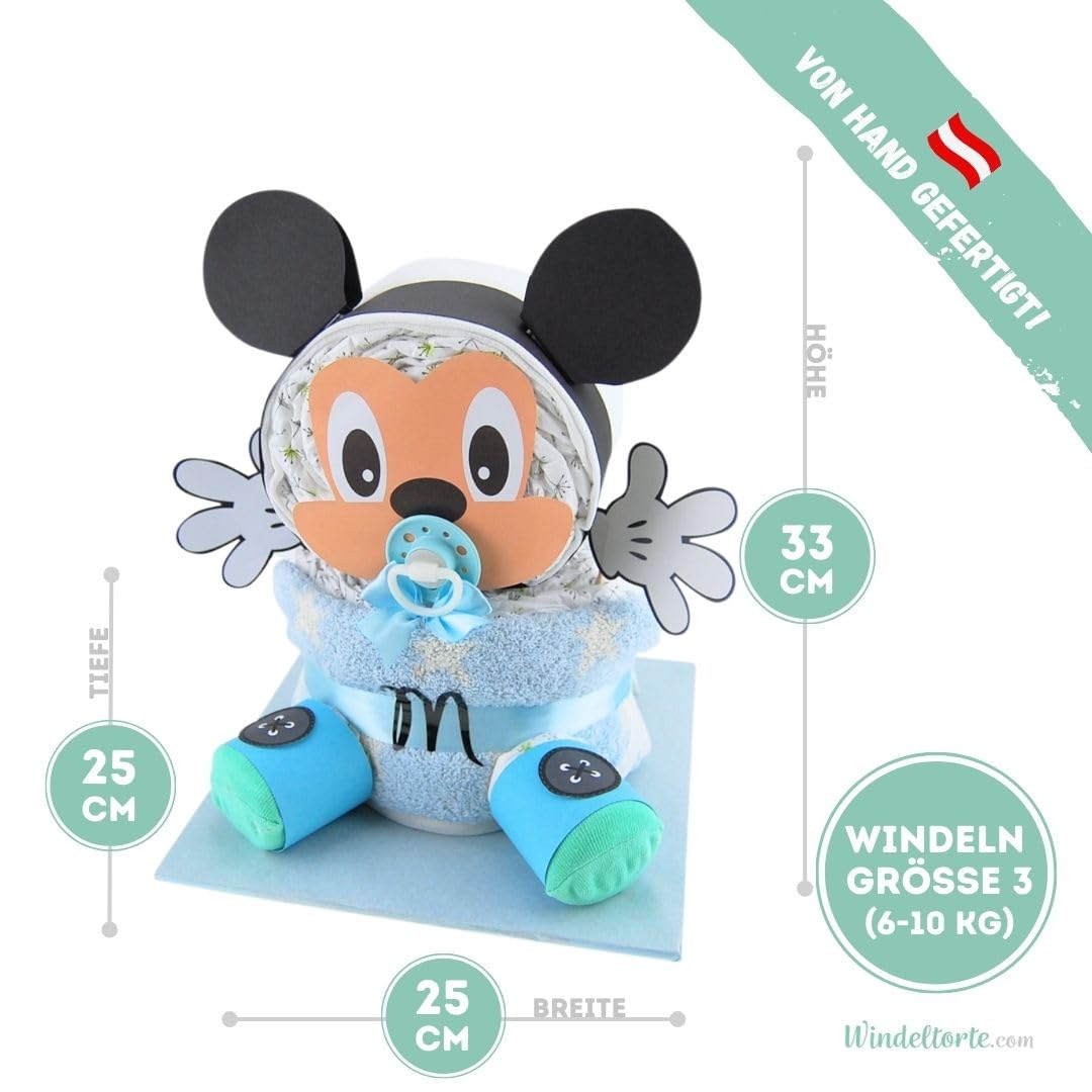 Maus | Windelmaus - Blau oder Rosa - Jungen oder Mädchen - LILLYDOO Windeln | Geschenk zur Geburt | Taufgeschenk | Geschenk zur Babyparty – Windelgeschenk (Blau/Junge)