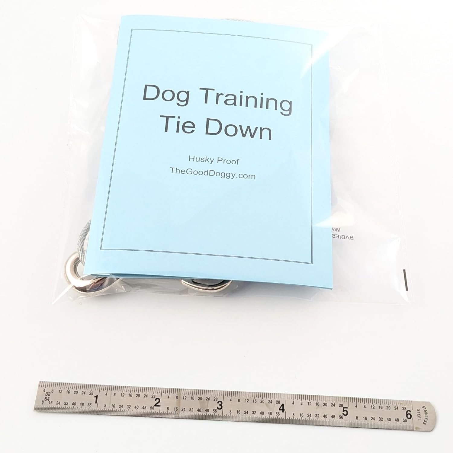 Dog Training Tie Out Cable, 3 Ft Begging Jumping Destructive Chewing Housetraining Counter Surfing Teething Puppy Potty Training Tether Chew Proof Cable (Tie-Down with Nylon Loop)