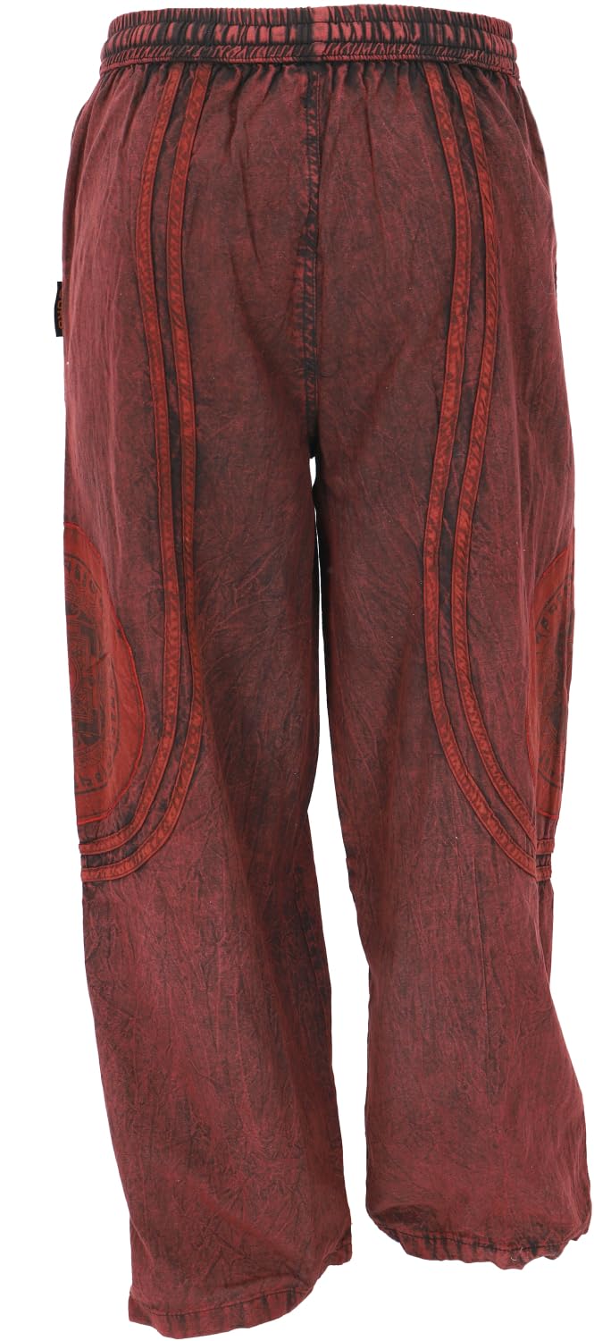 GURU SHOP Stonewash - Pantalones de yoga unisex de algodón con impresión Thanka para hombre, algodón, ropa alternativa