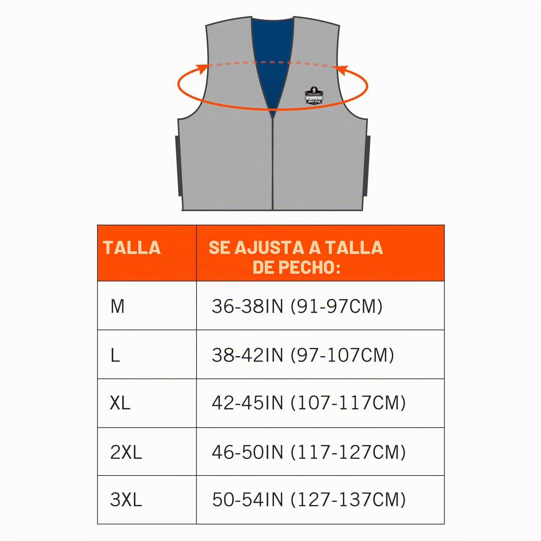 Ergodyne Chill-its 6665 Evaporative Cooling Vest - Embedded Polymers, Zipper Closure Chaleco de refrigeración Hombre (Pack de 1)