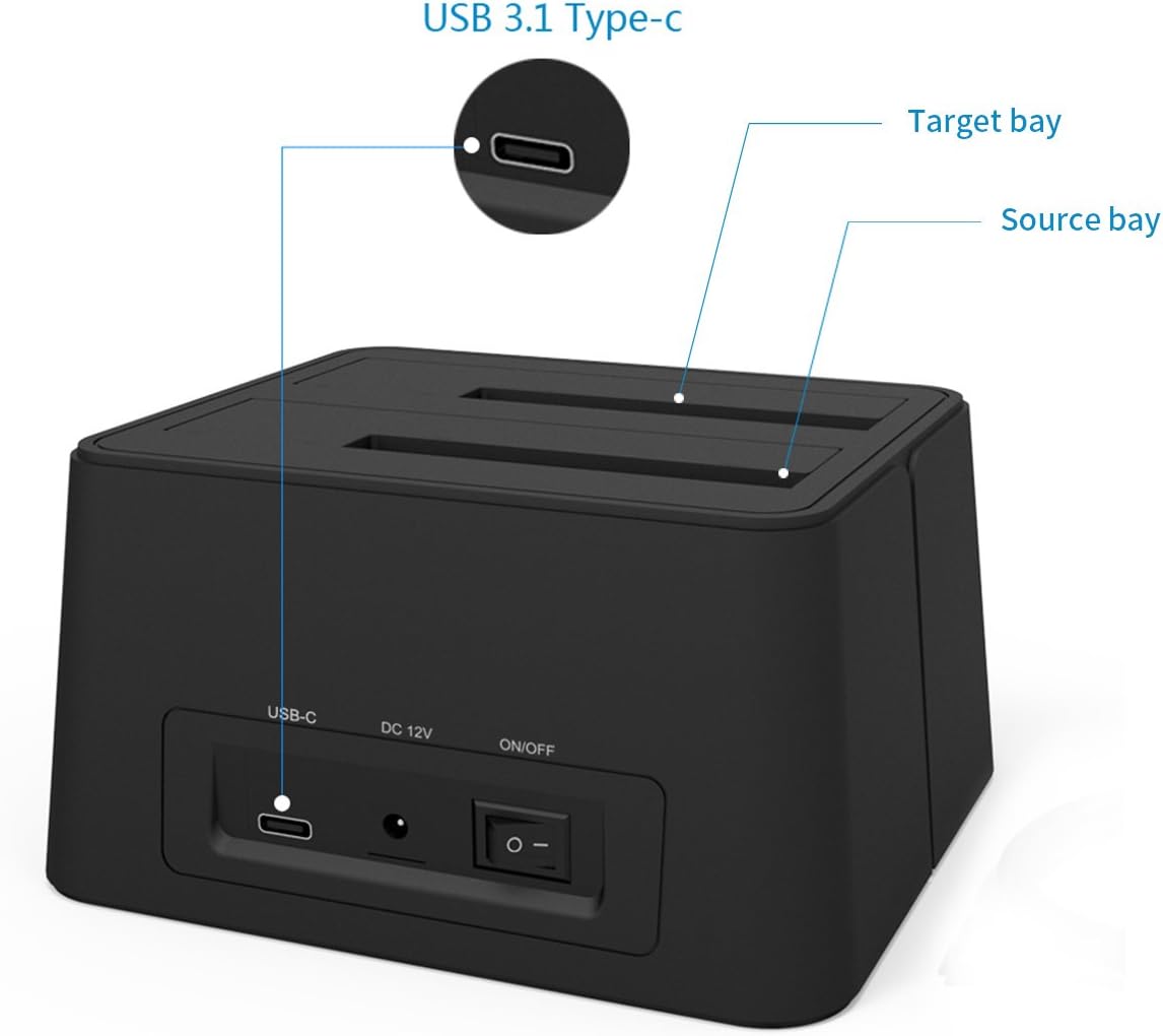 WAVLINK USB 3.0 to SATA I/II/III Dual-Bay External Hard Drive Docking Station for 2.5/3.5 Inch HDD/SSD with UASP (6Gbps), Support Offline Clone Duplicator and Auto Sleep Function [16TB X2 ] image 5