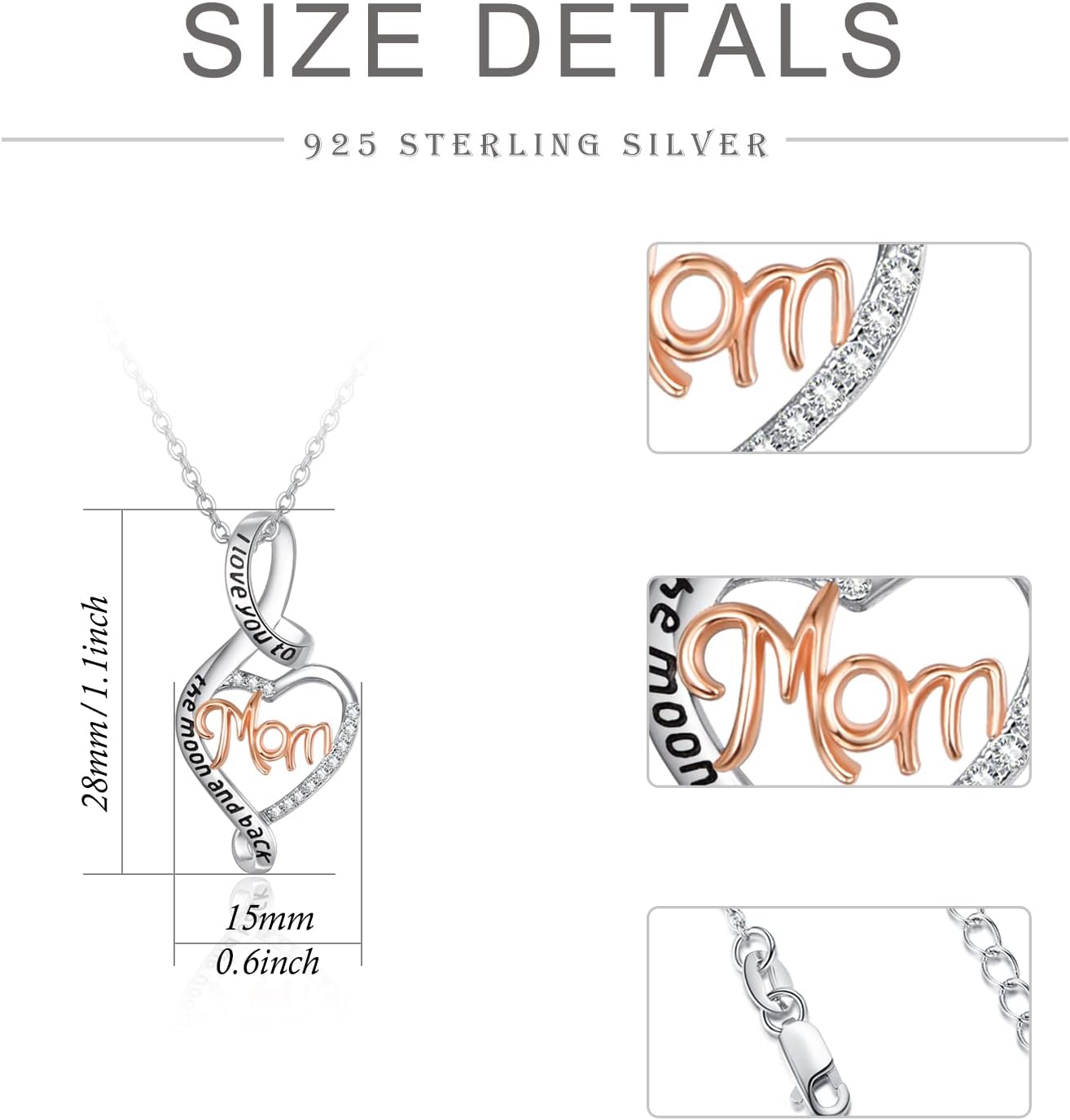 Dreamboat Mom Necklace for Women 925 Sterling Silver Pendant Mother's Day Anniversary Birthday Jewelry Gifts Mom Wife Grandma - Image 6