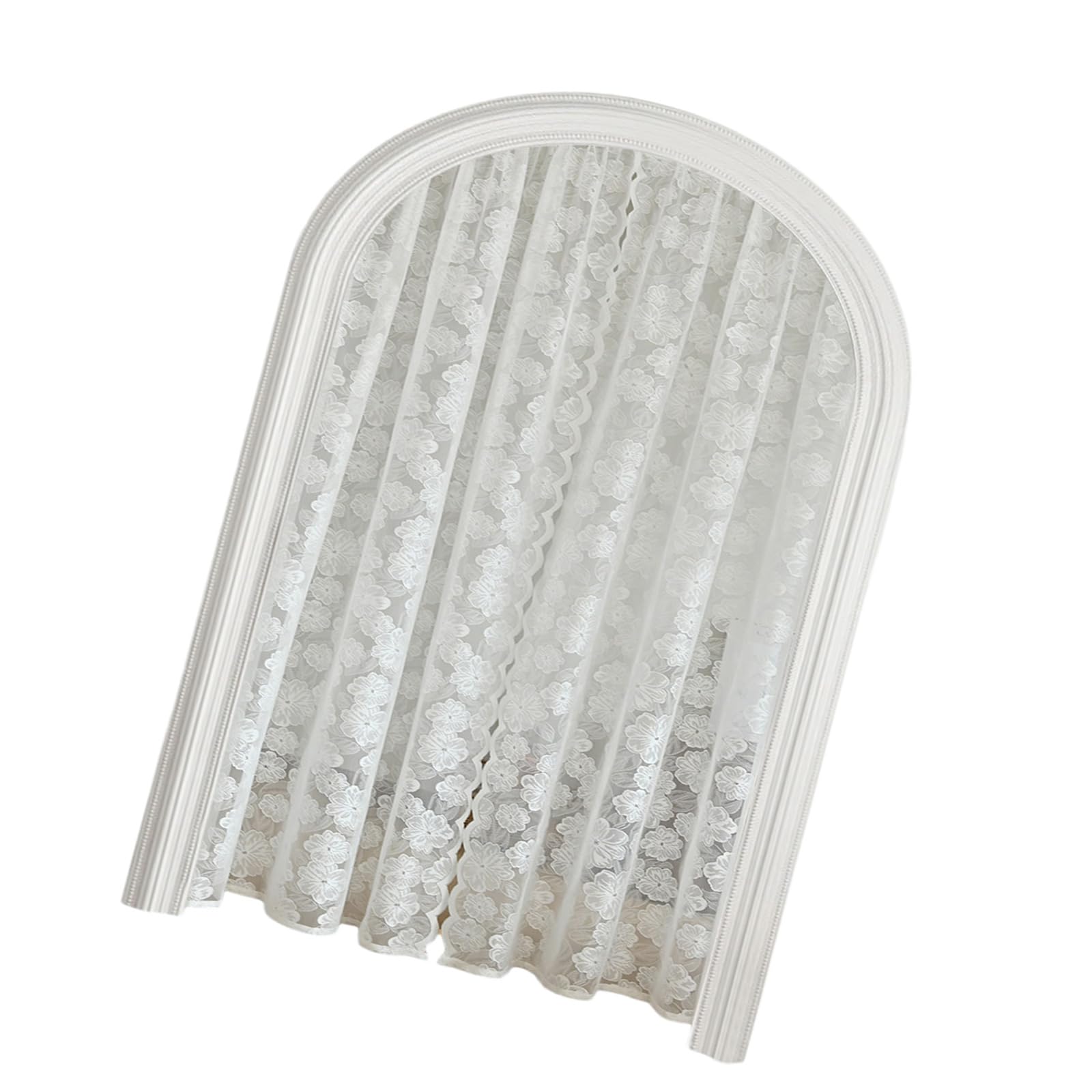 Tsophreniq White Lace Curtains Door Drape with Victorian Florals Pattern for Bedroom and Living Room 150x100cm / 150x200cm Sheer Lace Drape