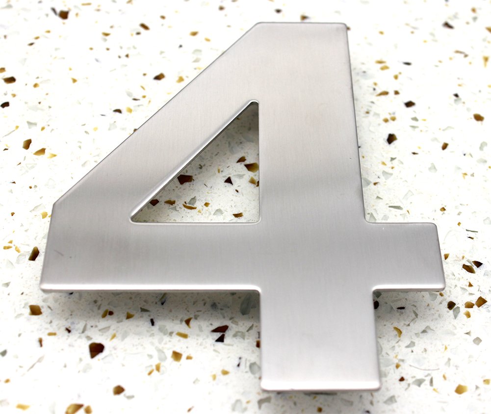 Zhong Wang Hardware Brushed Stainless Steel Zw Hardware Ss100 12 Inch 304 Stainless Steel House Number 4