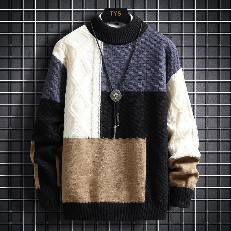 Knit Sweater Men's Cold Sweaters for Winter Clothes Vintage Clothing Pullover Round Collar Autumn4