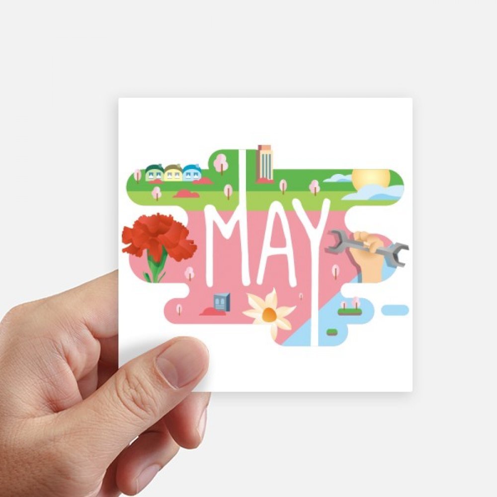Autocollant carré 10cm multicolore avec motif saison de mai pour déco de valise 8pcs