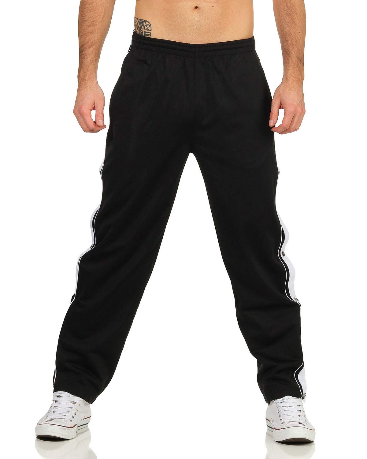 Pantaloni sportivi da uomo con bottoni laterali, per il tempo libero e lo jogging