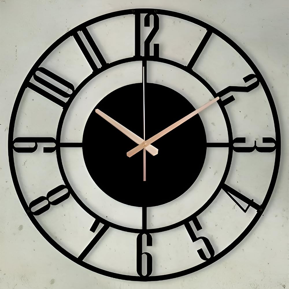 AUROMIN ; THE ART OF INGENUITYAuromin Designer Stylish Metal Wall Clock for Living Room, Bedroom, Office, Kitchen, Home and Hall, Fancy Big Size Modern Wall Watch for Home Decor(50 cm, Matte Black) (50 cm)…