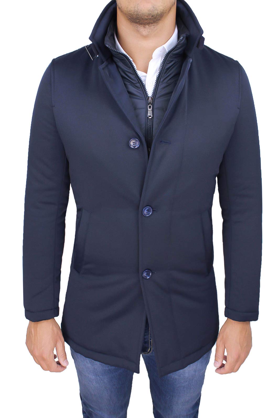 Giubbotto giaccone uomo invernale elegante giacca soprabito con gilet interno