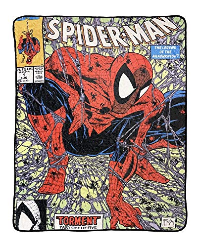 Marvel Spider-Man 90's Cover Torment Officially Licensed Digital Graphic Print Fleece Throw Blanket, 45"x60"