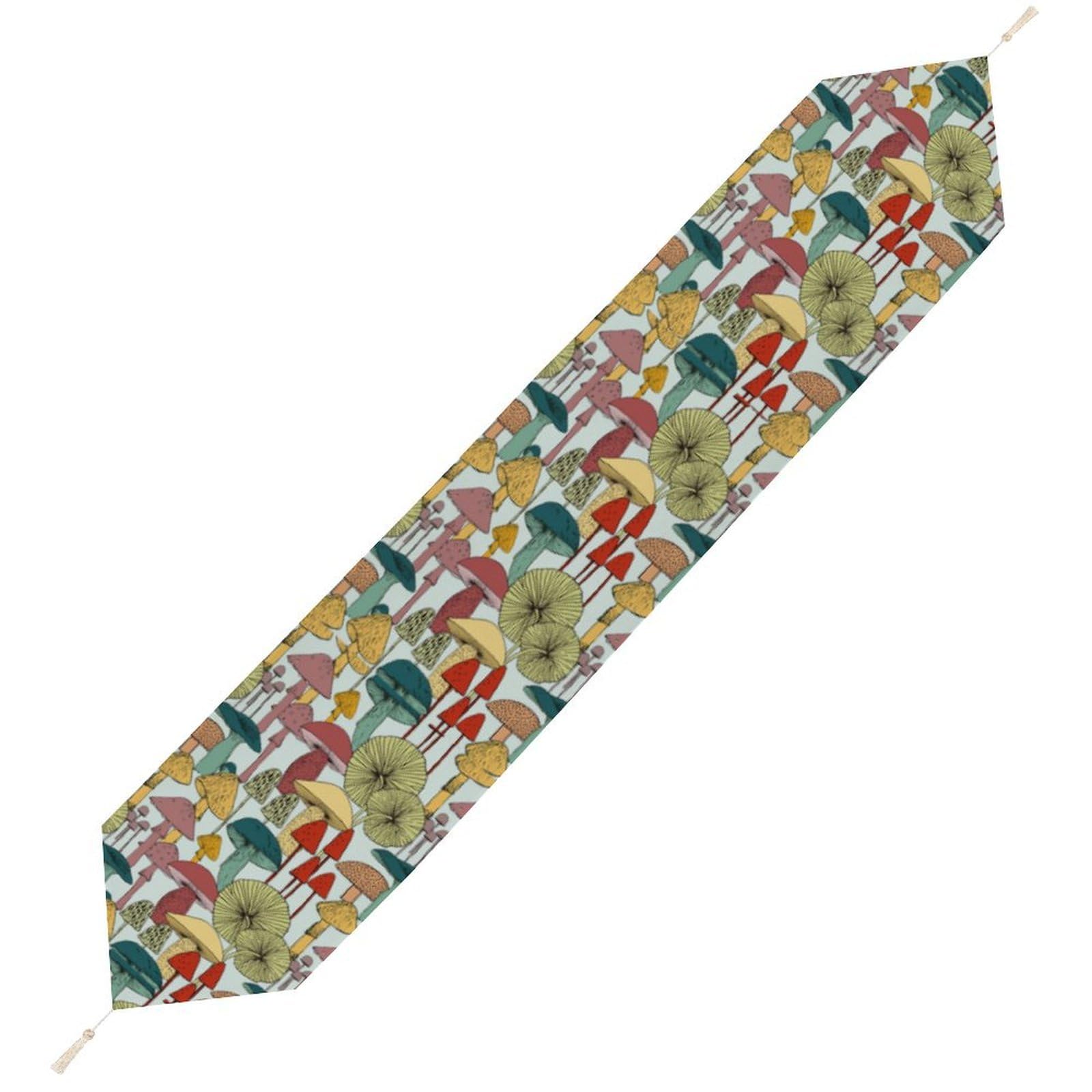 JZemdybill 178*33cm Table Runner with Tassel, Mushrooms Table Runner, Table Decoration for Kitchen, Party, Restaurant