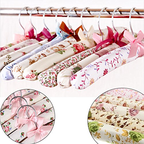 Gepolsterte Kleiderbügel, 5 Stück, Blumenmuster, für Mantel, Hemd, Bluse, Kleid, weich, Hanger Rack, zufällige Lieferung