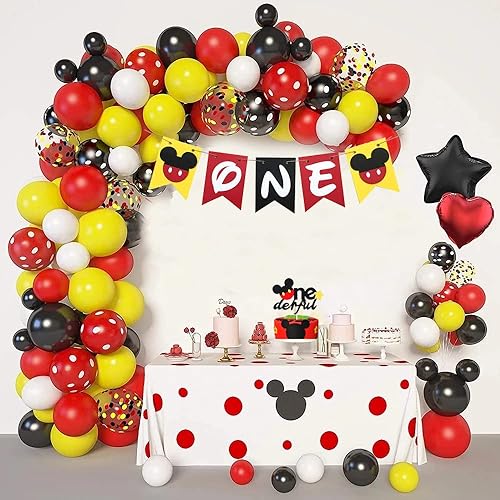 Miniatura 6 de Decoraciones de Mickey para el primer cumpleaños, suministros de fiesta, cartel de Mickey One para silla alta para primer cumpleaños, decoración de
