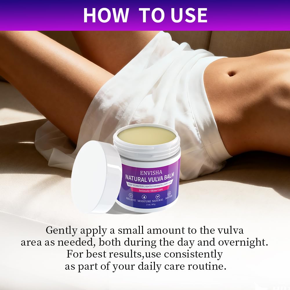ENVISHA Vulva Moisturizing & Vulva Balm -Natural Organic Plant Extracts - Specifically Designed for Vulvar Dryness & Itching, Estrogen-Free Formula - Suitable for Menopause & Daily Care - 2 oz