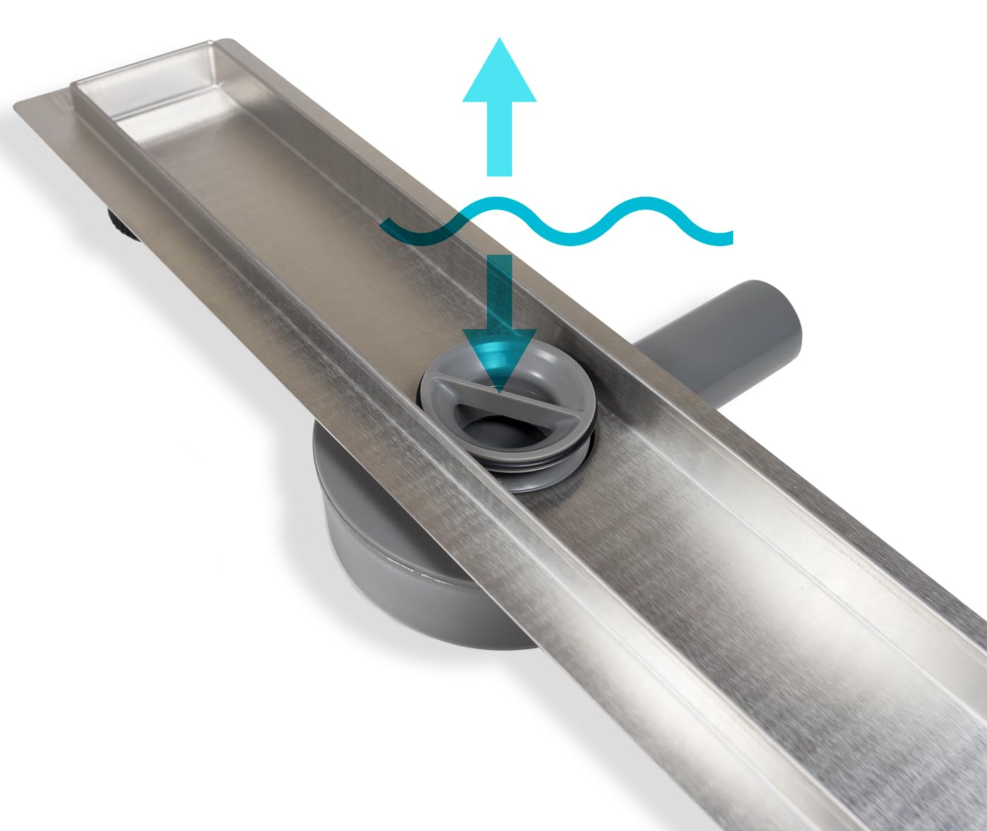 Chiusino Sifonato Ad Angolo PVC 200x200mm Grigio - Scarico Acque Piovane Per Tubi 80-110mm - Foto 4