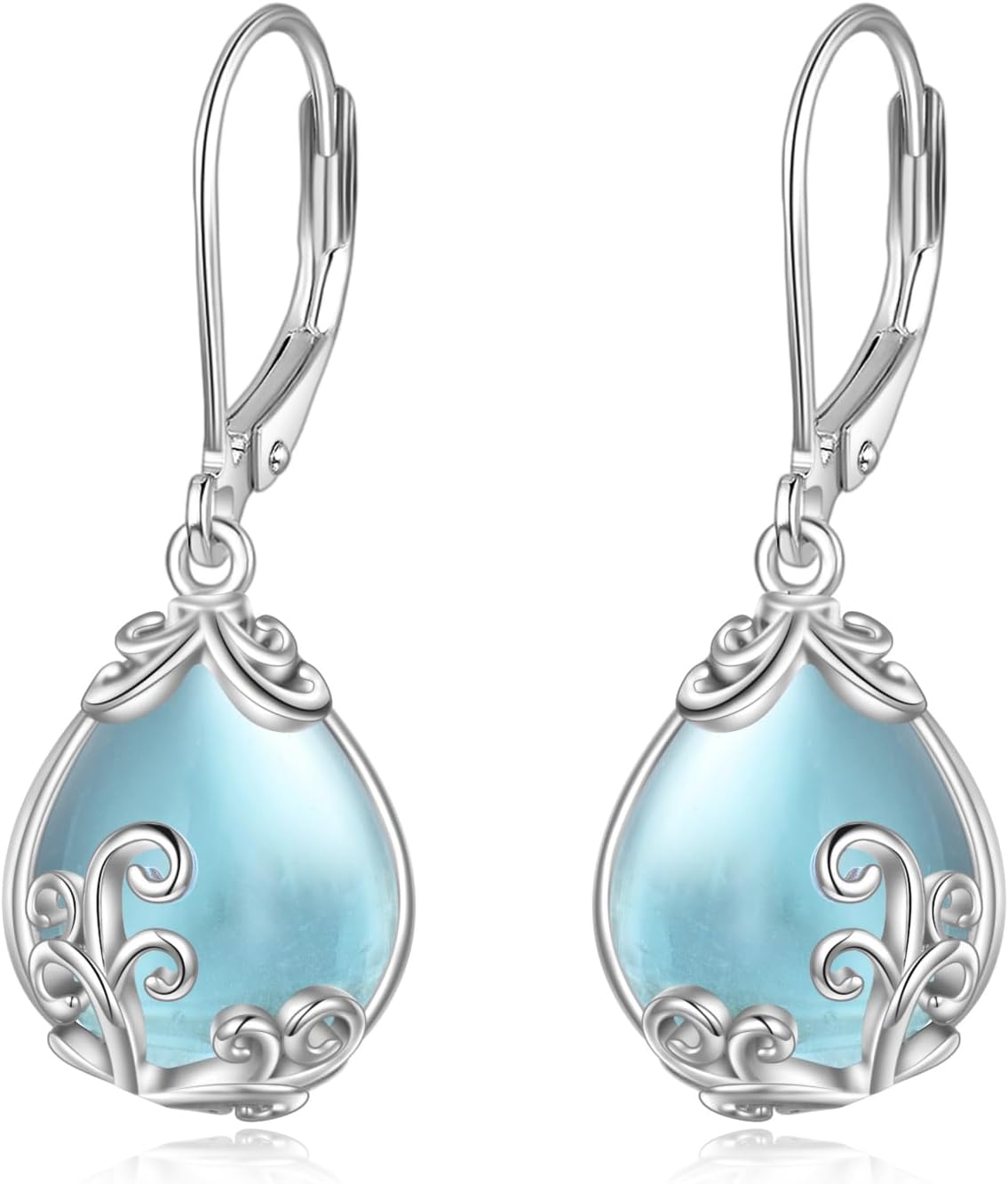 POPLYKE Celtic Filigree Teardrop Drop Dangle Earrings Sterling Silver Leverback Earrings Jewelry for Women