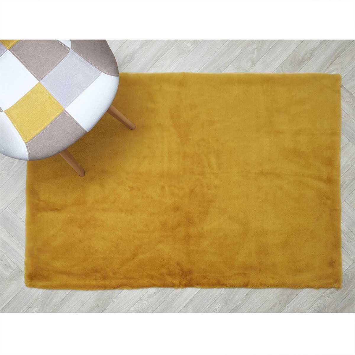 Paris Prix Tapis Imitation Fourrure Fin 120x170cm Moutarde