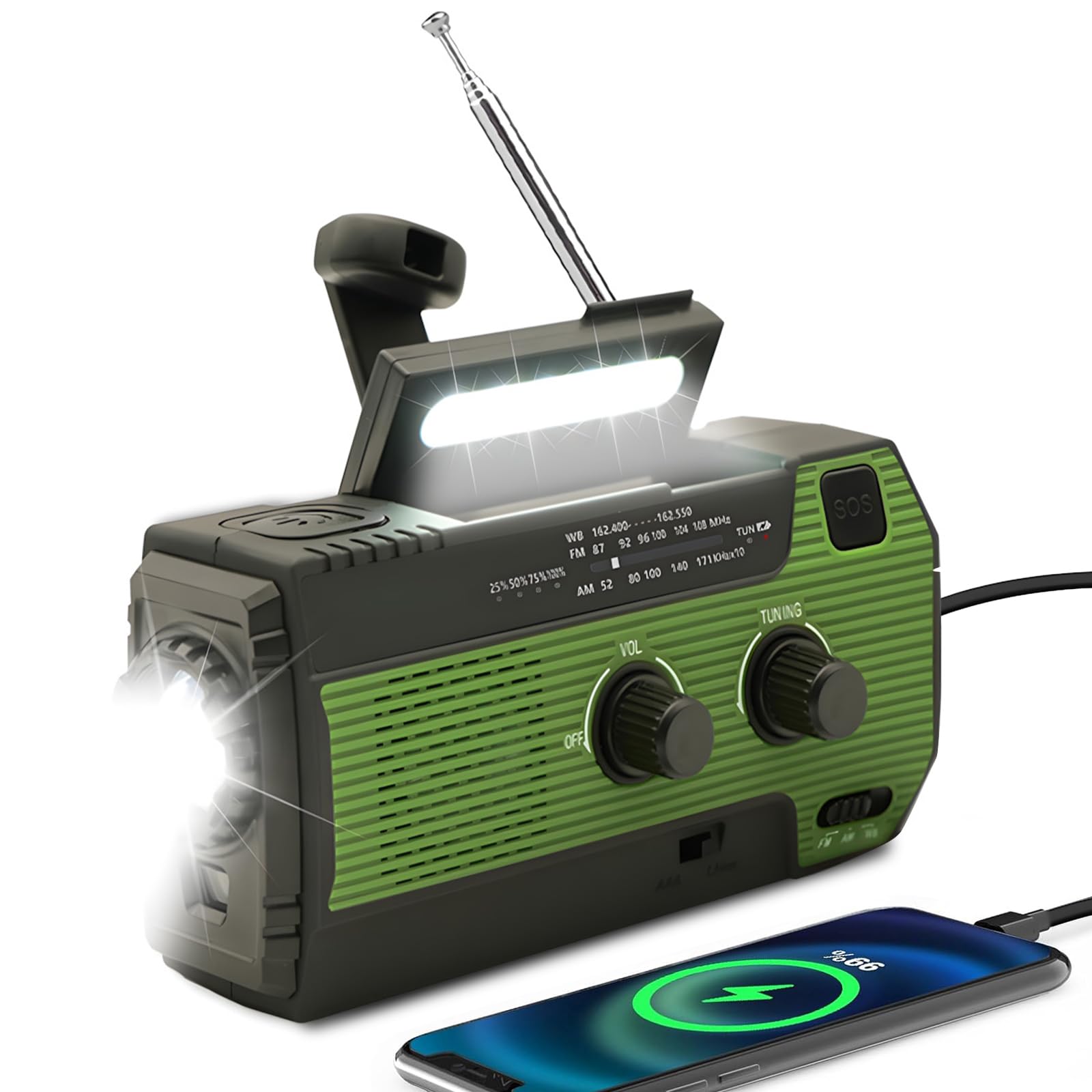 Notfall-Solarradio,Solarbaby Selbstbetriebenes Kurbelradio mit LED-Taschenlampe, SOS-Alarm,AM/FM Wetter Wind Up Radio, für Notladung von Smartphone