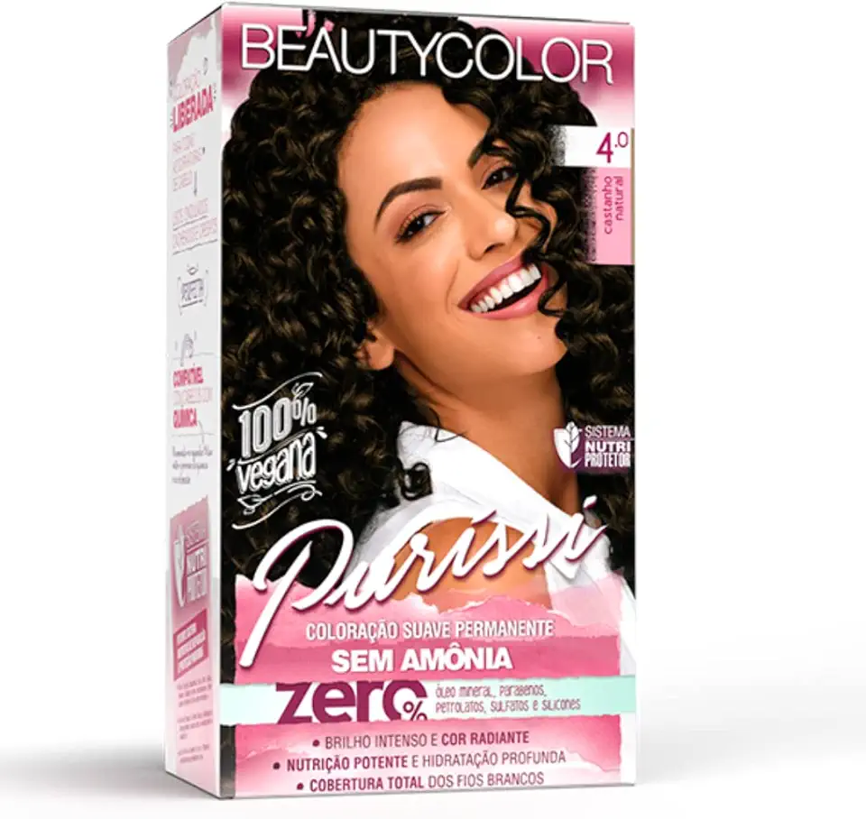 Coloração Kit BEAUTYCOLOR Puríssi Sem Amônia - 4.0 Castanho Natural