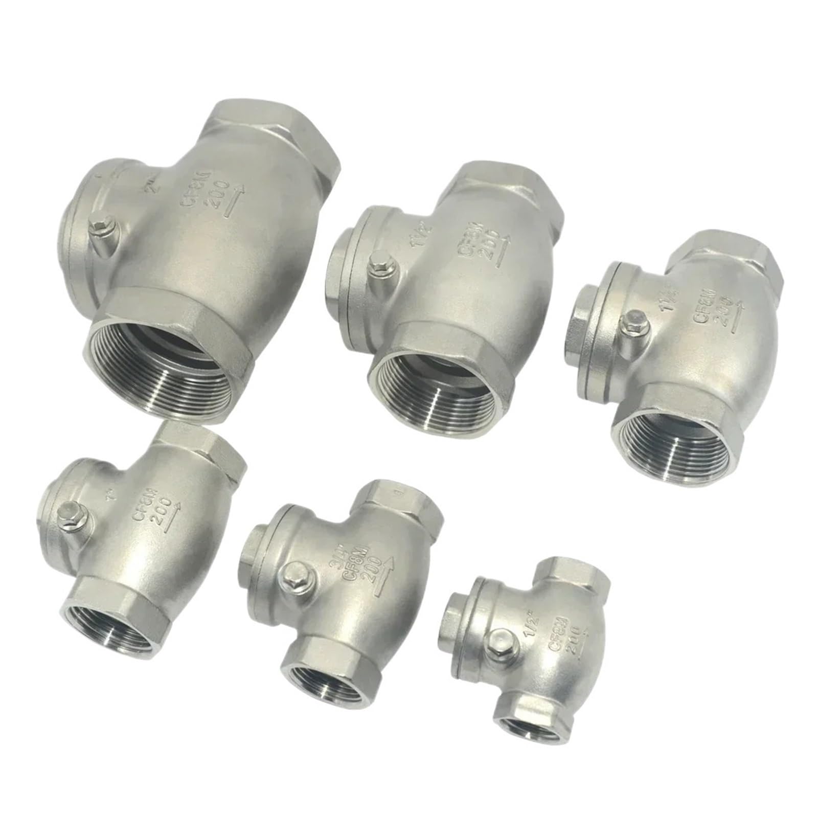 Accesorio de conversión de acero inoxidable Válvula antirretorno horizontal de acero inoxidable 1/2", 1", 3/4", 1-1/4", 1-1/2", 2", con rosca hembra unidireccional(1)
