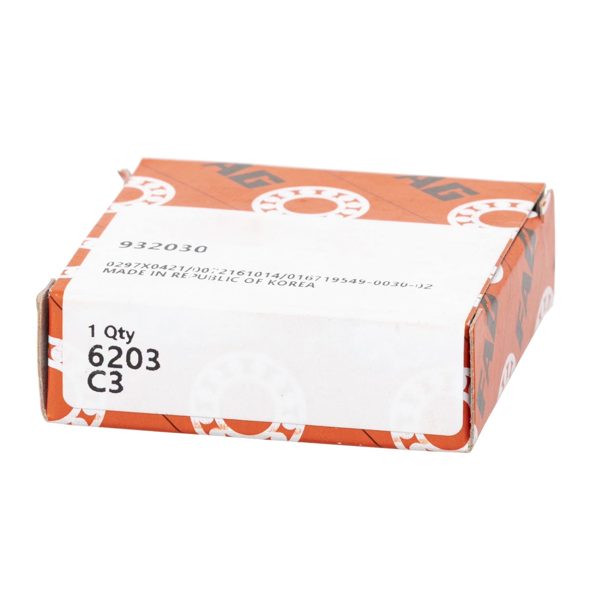 FAG 6203-C3 Deep Groove Ball Bearing, Single Row, Open, Steel Cage