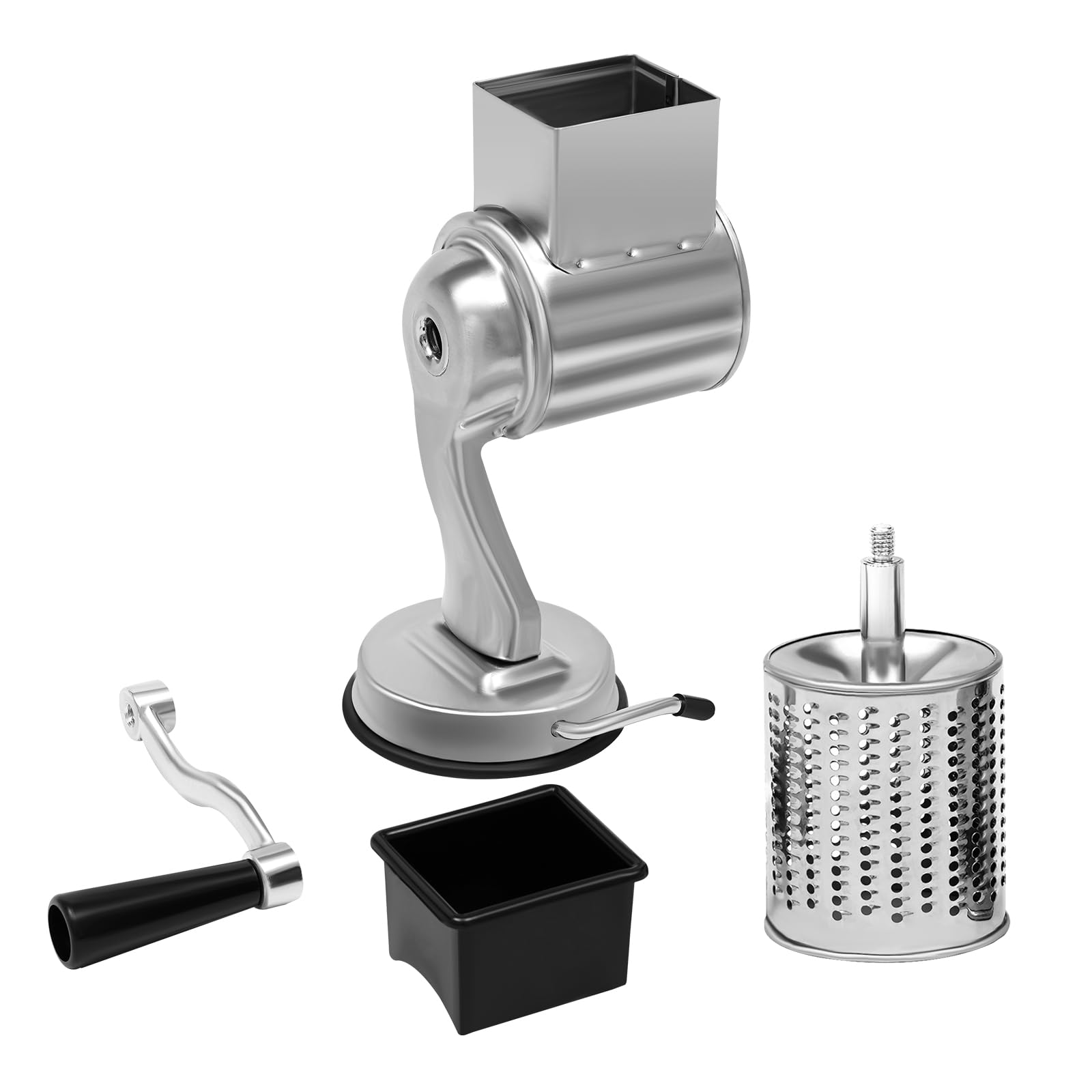 Grattugia a tamburo in acciaio inox, per verdure, per patate, con 5 tamburi, a manovella, per verdure, multifunzione, per cucine, caffetterie, ristoranti