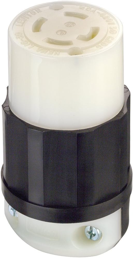 2733 30 Amp 480 Volt 3 Phase NEMA L16-30R 3p 4W Locking Connector Industrial Quality Grounding - Black and White
