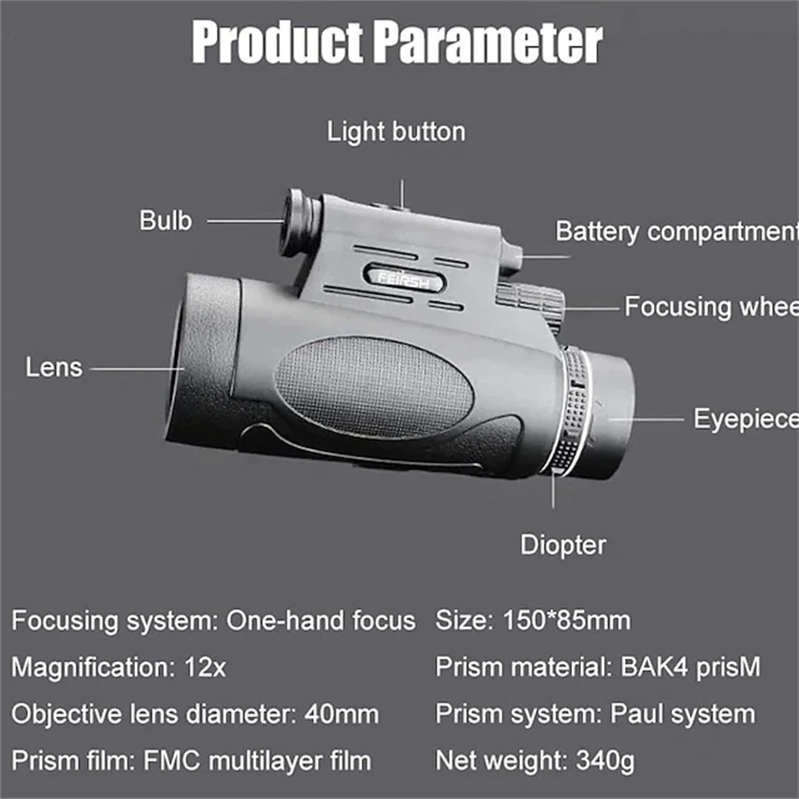 Generic Télescope monoculaire 12 x 50 pour adultes, haute puissance, observation des oiseaux, monoculaire clair à faible luminosité pour voyage en plein air, lentille FMC monoculaire pour la fête des