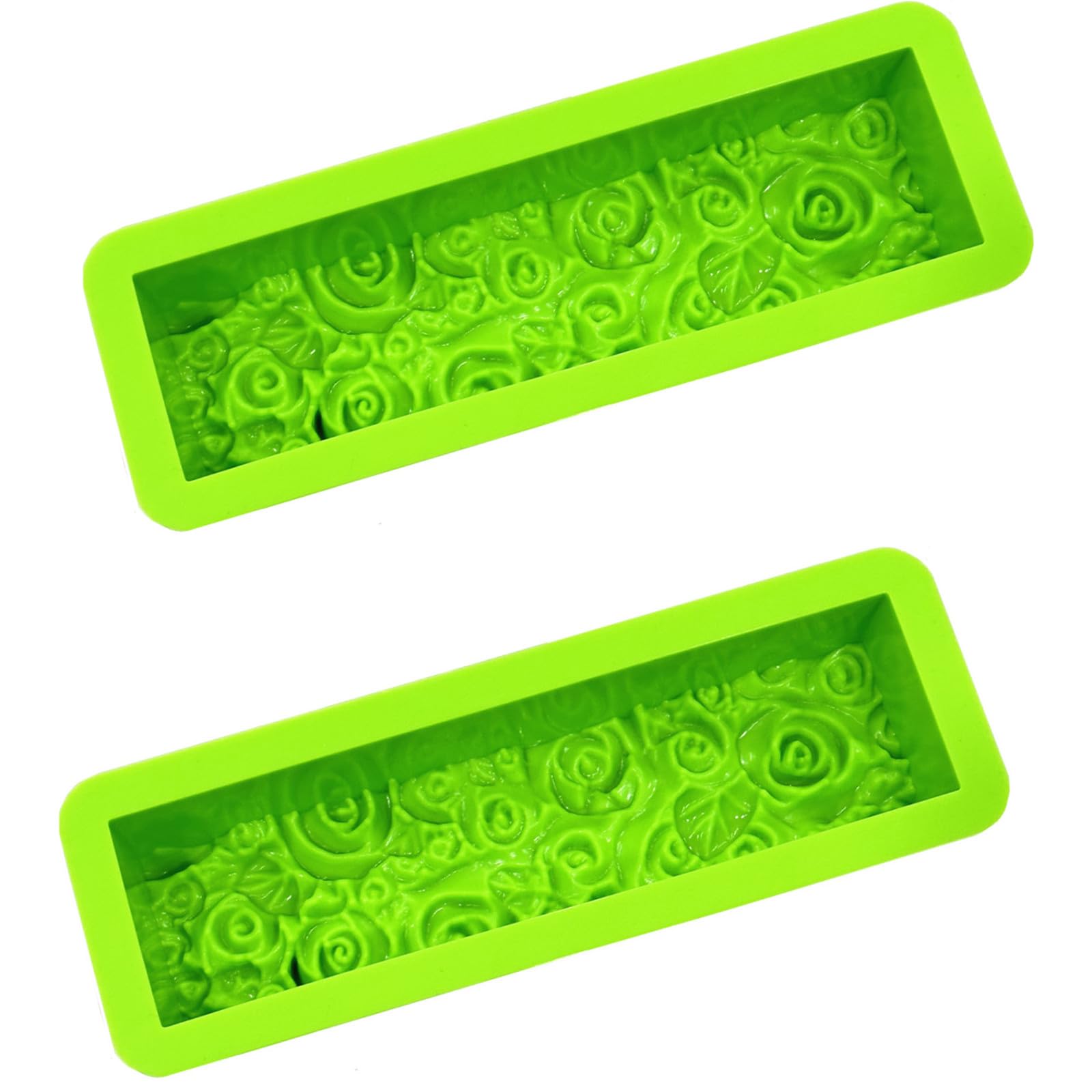 2 moldes rectangulares flexibles de silicona para jabón de rosas, flores, manualidades, jabón, velas para manualidades caseras