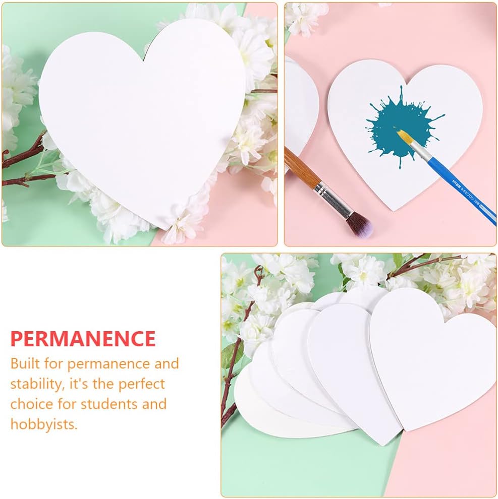 6pcs Heart Shape Oil Painting Boards Cotton Canvas Art Panels for Creative Projects Blank Sketchpads for Artists and Decor