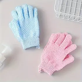 Luvas de banho esfoliantes, pacote com 2, luvas de massagem corporal de limpeza profunda para remoção de pele morta, uso em spa, mistura de cores