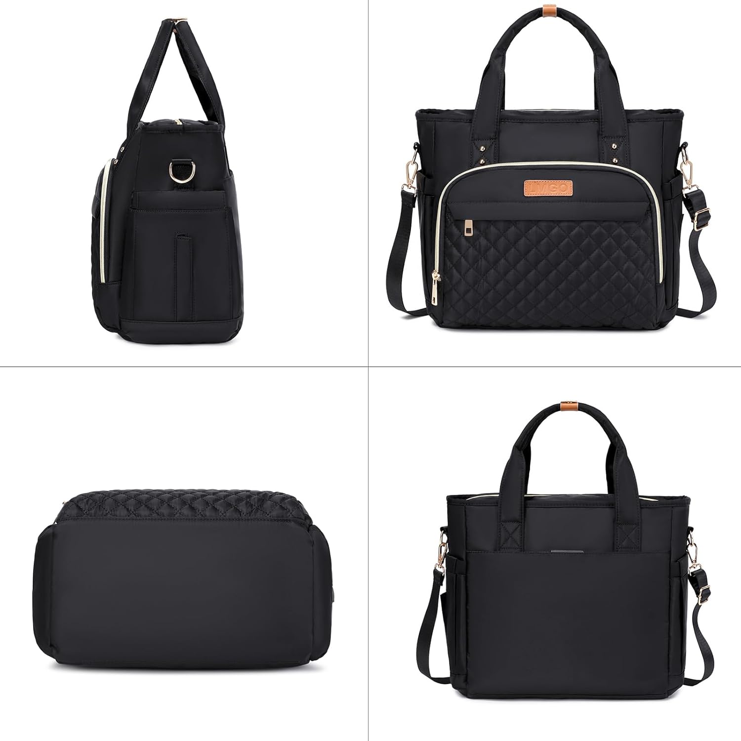Medium Tote Bag for Women with Multi Pockets, Quilted Top Handle Purse Crossbody Shoulder Bag Handbag