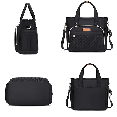 Miniatura 6 de Bolsa mediana con múltiples bolsillos para mujer, bolso acolchado con asa superior, bolso cruzado de hombro