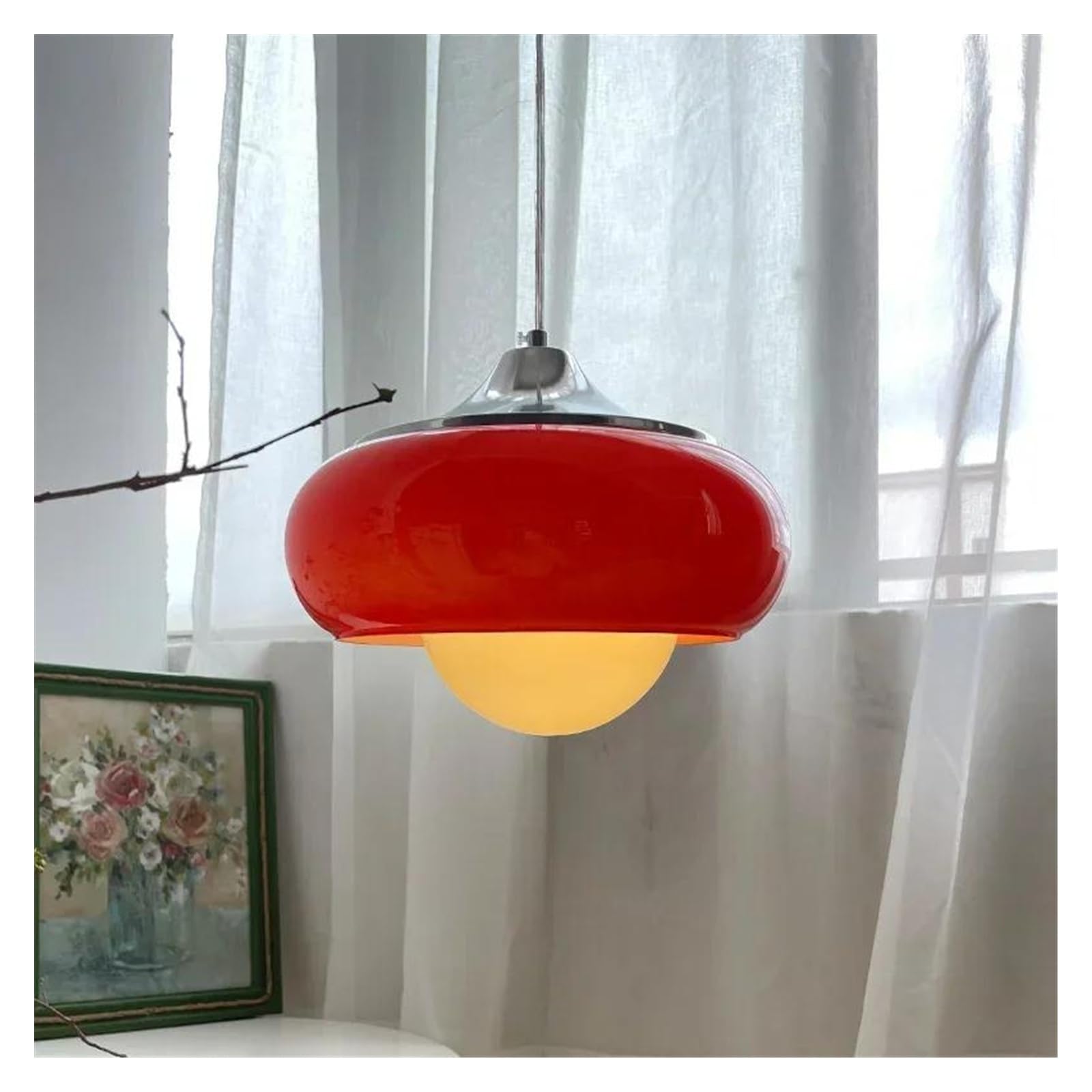 HYJAUSXB Nordic Light Luxury Creative Bauhaus Glass Chandelier Table Coffee Shop Restaurant Decorative(Red)