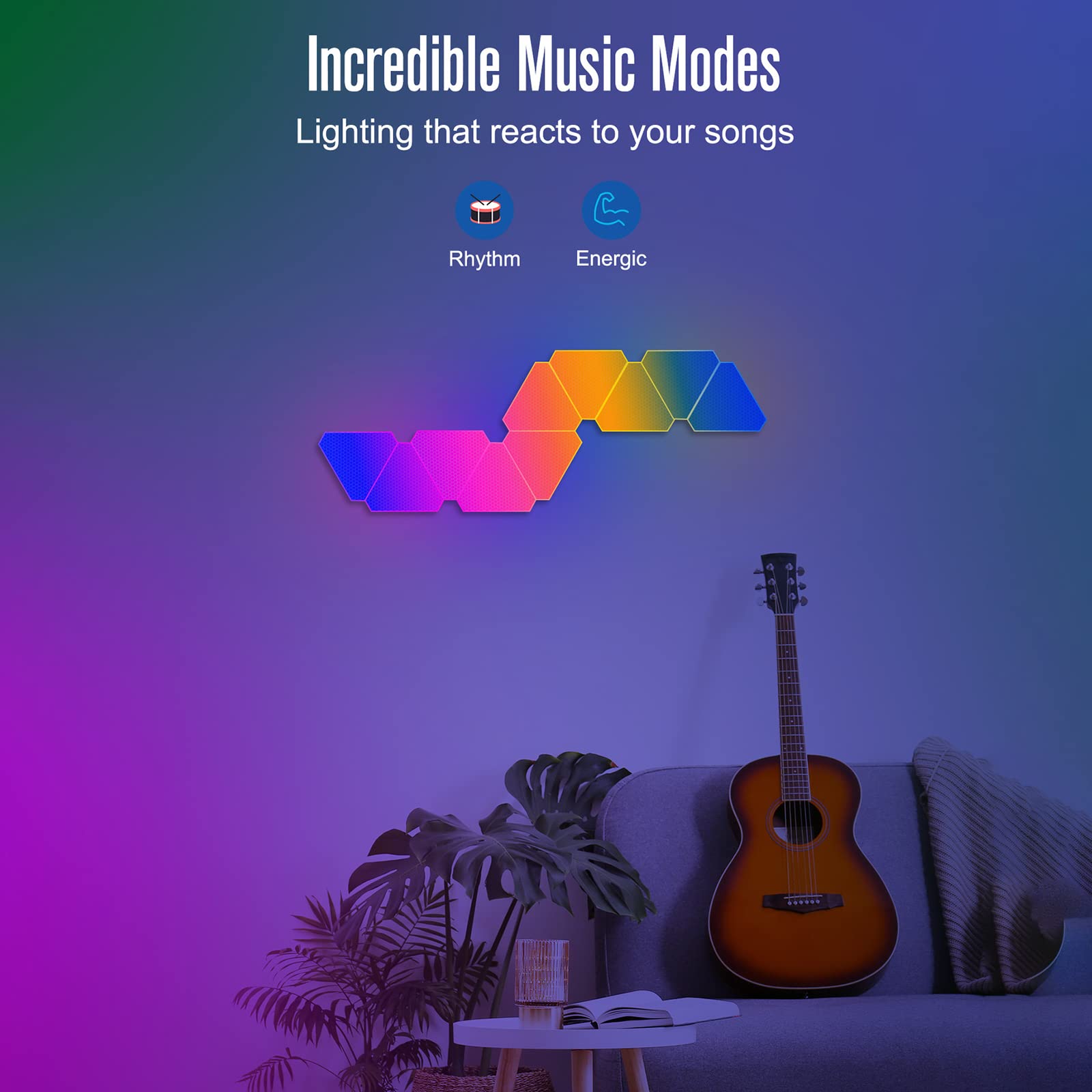 Paneles luminosos triangulares LED, aplique de pared que cambian de color, lámpara de juego inteligente RGB con control de aplicación y sincronización de música remota para dormitorio, sala de estar y