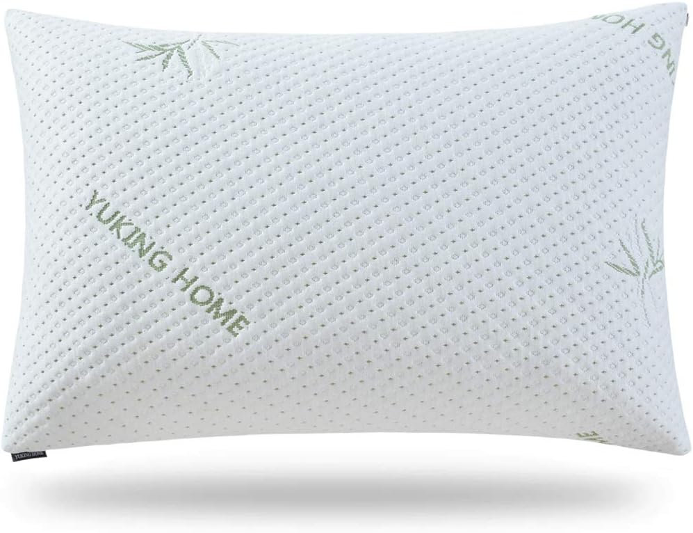 Yuking Home Bed Pillows for Sleeping, Gel-filled Fiber and Latex 2-in-1, Adjustable Loft for Neck Pain Relief and Side Back Stomach Sleeper with Removable Bamboo Case (Microfiber & Latex, Queen)