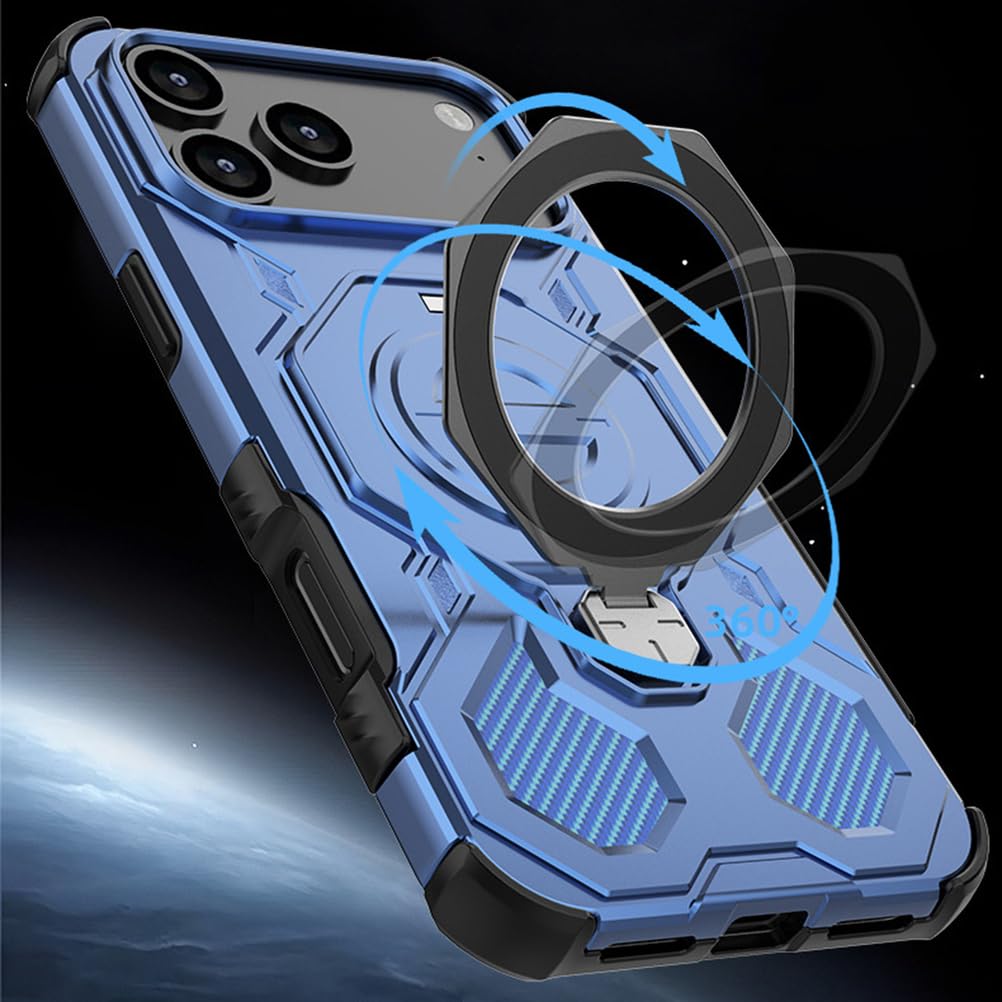 Magnetisch Hülle für iPhone 17 Pro Max/17 Pro/17 Air/17, Dünne Stoßfeste rutschfeste Schutzhülle mit Drehbarer Ringhalter Handyhülle,Schwarz,17 Pro
