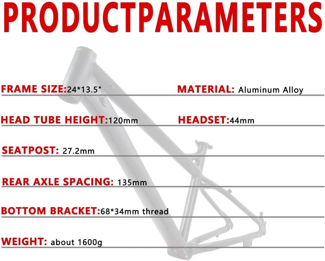 Mountain Bike Frame 24er Aluminum Alloy Bikes Frame 13.5" Quick Release 135mm QR Disc Brake Bicycle Frame BB68mm