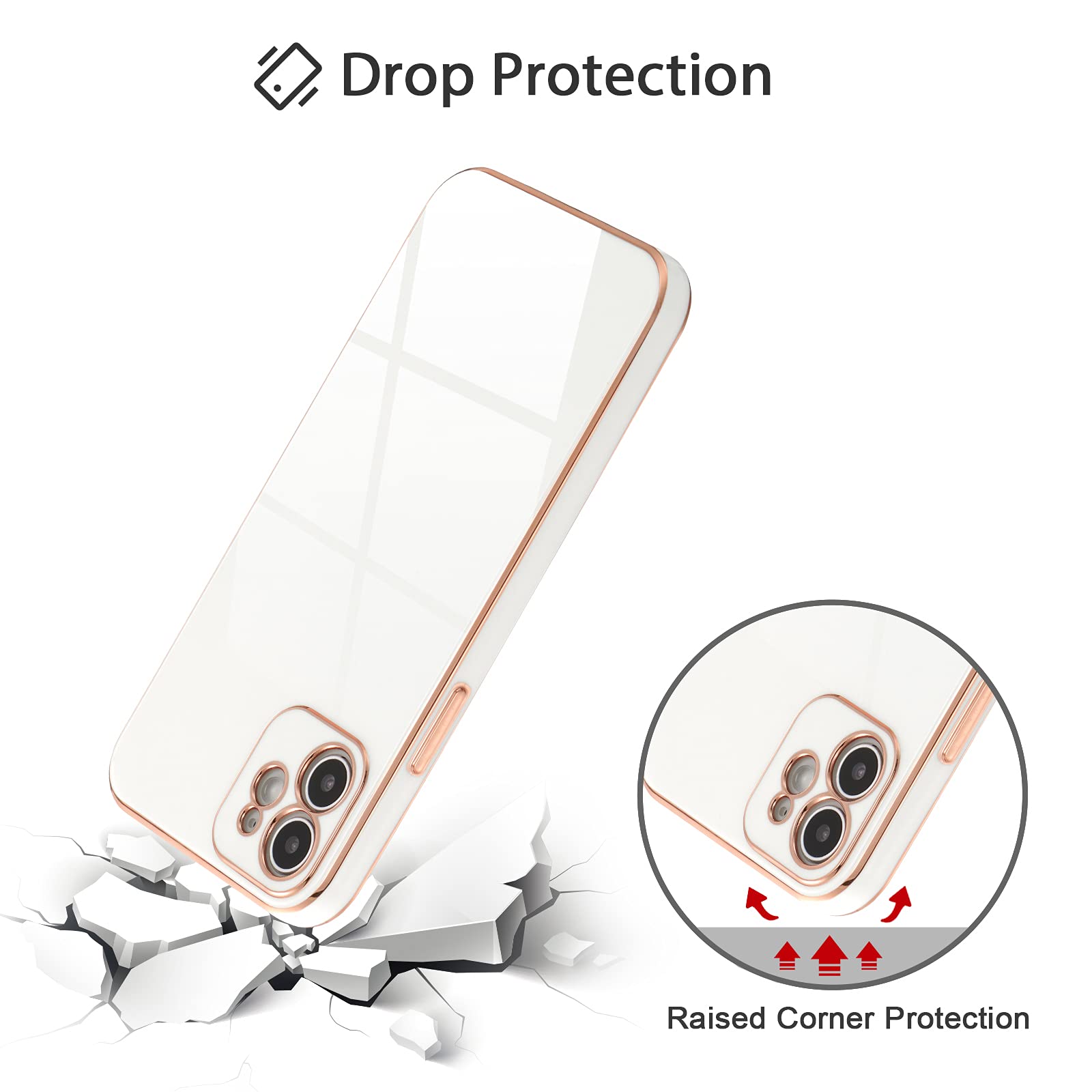 DEFBSC Hülle Für IPhone 12 - Ultradünn, TPU Silikon, Galvanisierter Goldrand, Stoßfest, In Grün