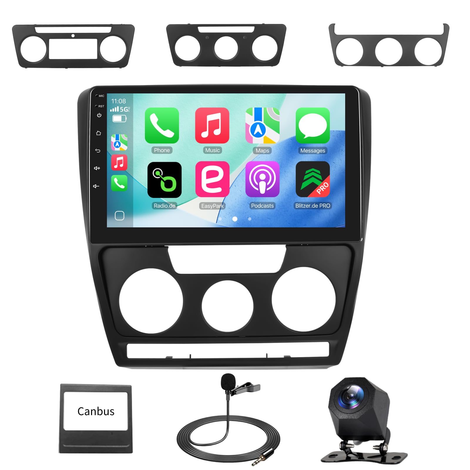[4+64GB] Autoradio Carplay für Skoda Octavia (2004-2014), 10,1-Zoll Touchscreen Autoradio Android 13 CarPlay Android Auto, Bluetoth, WiFi, GPS, RDS FM, EQ
