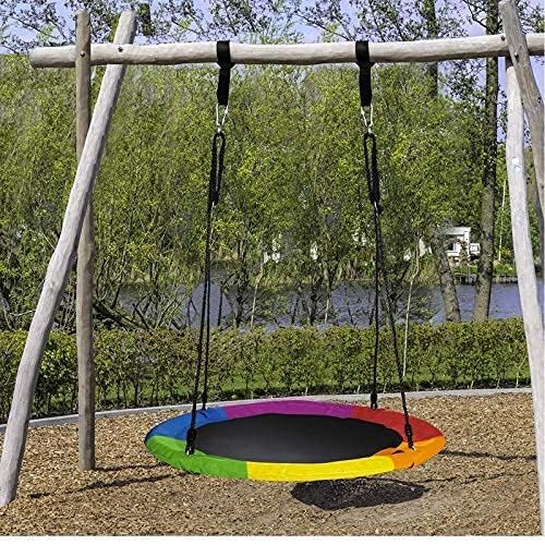 Image of Multicolor Swing 40 Inch 85 kg Load Capacity Fabric Includes Hanging Kit for Kids Outdoor Indoor Heavy Duty Safe Durable Swing